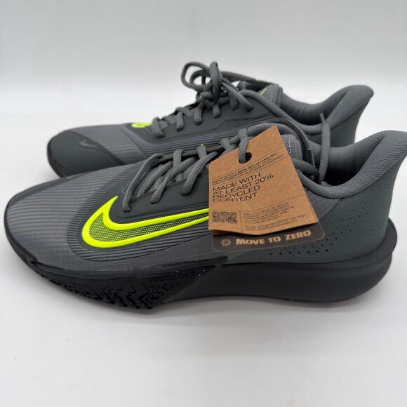 Nike Precision VII 7 Smoke Grey Voly Black Men 11 Basketball Shoes HJ9153-004 - Picture 4 of 8